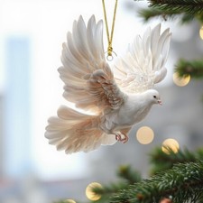 White Dove Christmas Ornament Acrylic Peace Memorial Doves Wedding Gift
