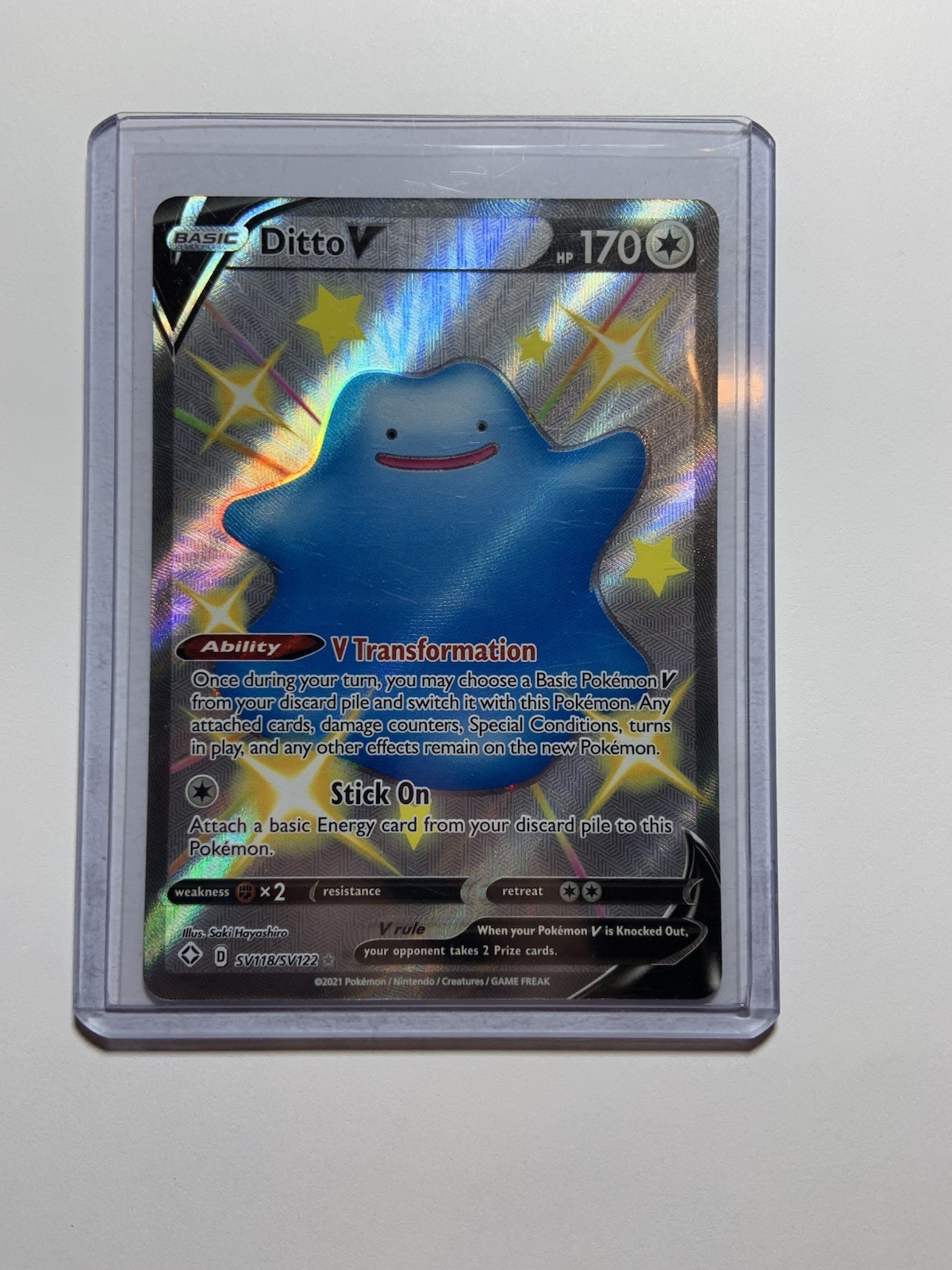 Pokémon Ditto V full art shiny holo rare SV118/SV122 Shining Fates: Shiny Vault