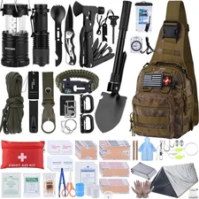 Survival First Aid Kit with Molle Crossbody Bag & Emergency Tent, 250pcs Surv...