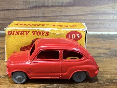 Dinky Toys Fiat 600 Red Diecast Car 1:43 Scale Meccano Ltd, England, No. 183