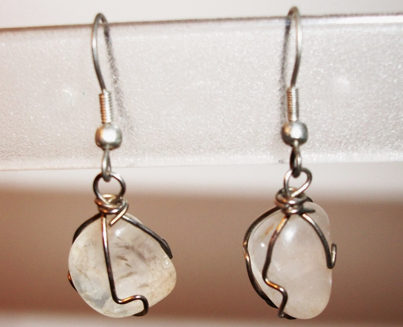 Handcrafted Wire Wrapped Quartz Dangle Drop Earri… - image 2