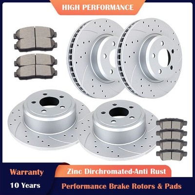 Front Rear Drilled Rotors Brakes Pads Kits for V6 RWD Challenger Charger Magnum
