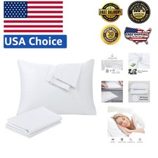 Elegant White Standard Pillow Protectors Made from 100 Egyptian Cotton - 4 Pack