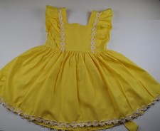 Vintage Girls Dress Pinafore Yellow with Daisy Unbranded Read for Measurements