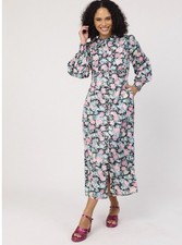 Joanie Midi Dress UK 8 Pastel Floral Jacquard Button dion countrycore chintzy