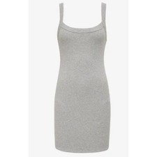 Rumored Core Short Mini Dress Gray L Bodycon Mini Ribbed Cotton Stretch Party