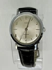 Vintage Timex Marlin Mechanical Hand-Wind Watch Silver Dial Leather Strap RUNS