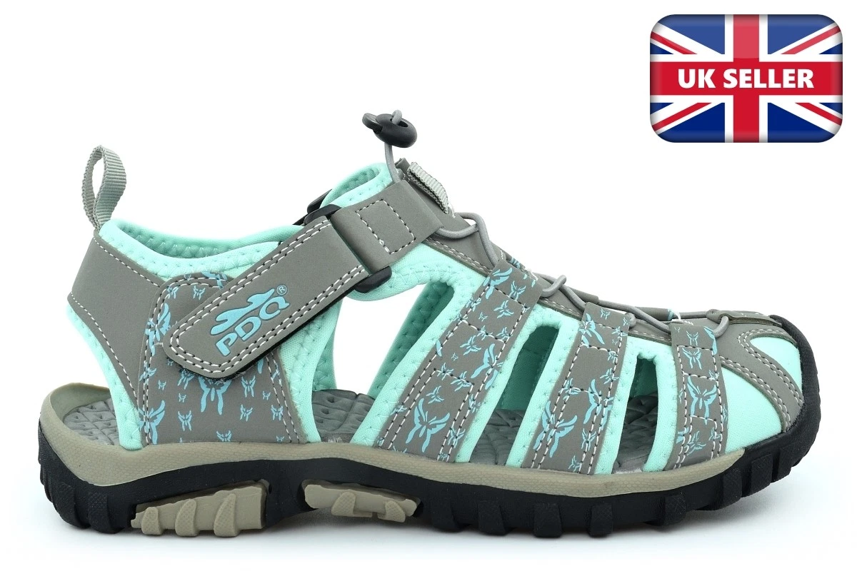 PDQ Womens Closed Toe Sandals Sports Sandals Toggle And Touch Fasten Mint/Grey
Opens in a new window