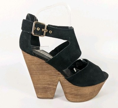 Steve Madden schwarze Wildleder-Plateausandalen hoher Absatz UK 5,5