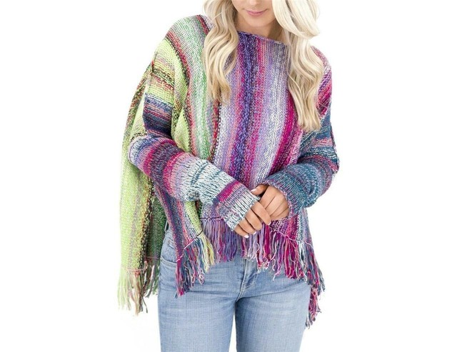 People Radiate Pullover Sweater Poncho 