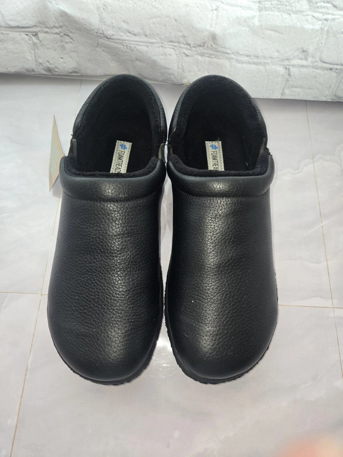 Foamtreads Trail Mens Size 10 Black Slip On Memory Foam Leather Loafer Slipper