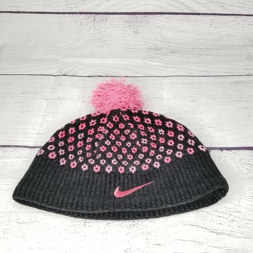 Nike Black Pink Pom Pom Beanie Skull 