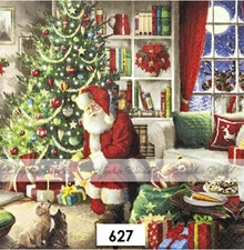 (627) TWO Paper LUNCHEON Decoupage Art Craft Napkins - CHRISTMAS SANTA