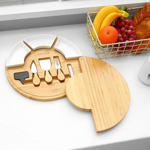 Vaiyer Charcuterie Cheese Cutting Board Set - Slide Out Board with Knife Set - Picture 6 of 10