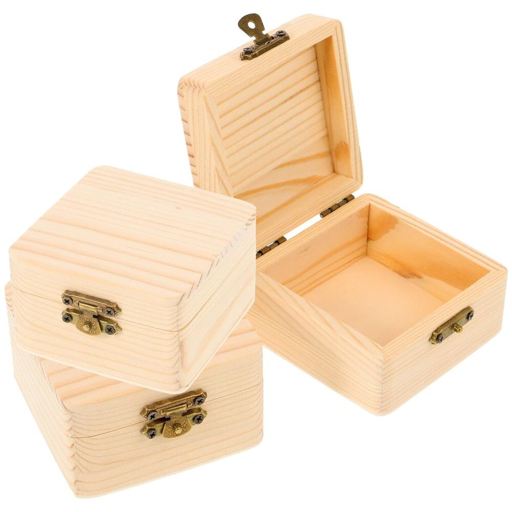 Plain Pine Jewelry Box Natural Small Wooden Square Box New Retro Gift