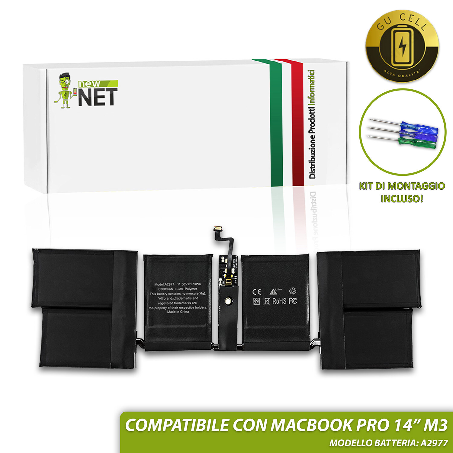 Batteria compatibile con Mac Book Air 14 2023 MRX83LL/A 11.58V 6300mAh