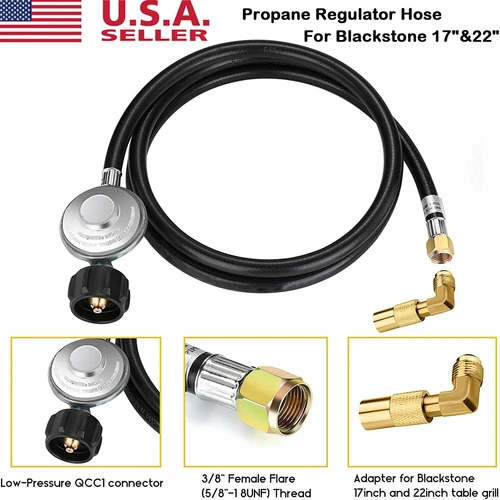 Adaptador de manguera reguladora de propano de 6 pies para parrilla de mesa Blackstone de 17" y 22" - Imagen 4 de 13