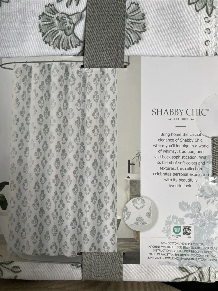 RACHEL ASHWELL SHABBY CHIC Blanco Verde Floral Festoneado Ojales Borde Bonito Nuevo en Paquete Foto 4 de 4