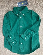NWT Ralph Lauren Polo Button Up Shirt, Kids, Green, Various Sizes