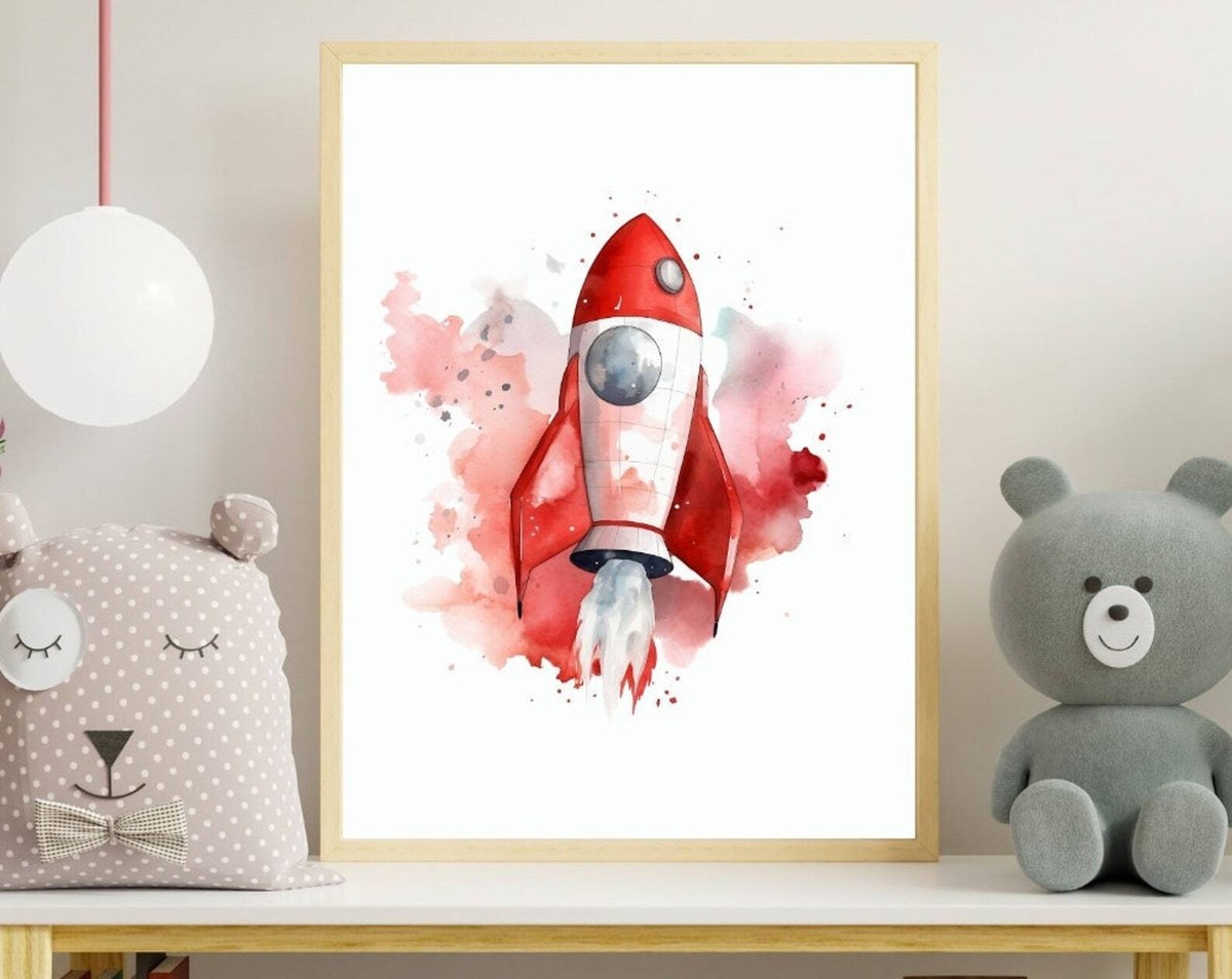 Rocket Space Nursery Decor Space Wallpaper & Galaxy Wall Murals