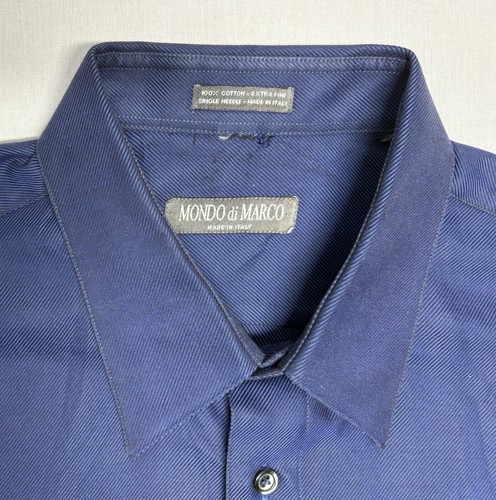 MONDO DI MARCO 16.5x35/36 ALL COTTON ITALIAN MADE ELECTRIC BLUE DRESS SHIRT NOS - Picture 2 of 5