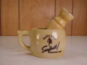 Antique Seaforth! Heather In Fern Stoneware Men’s Shaving Mug w/Brush USA VGC!