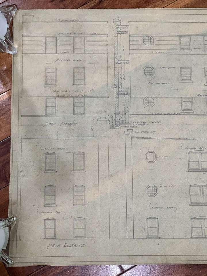 Impresión azul original vintage de un edificio en Chicago 1942 Foto 4 de 4