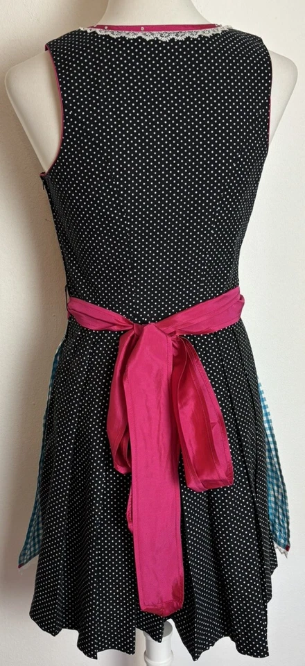 C&A Damen Trachten Dirndlkleid Mit Schützen Ärmellos Schwarz Mit Muster Gr.36 - Bild 2 von 4