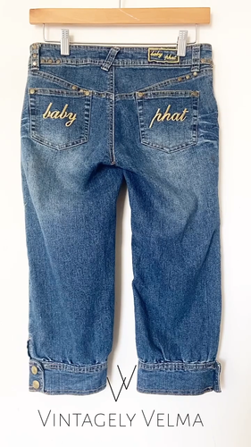 Baby Phat | Vintage 00’s Embellished Logo Blue Jean Crop Capri Pants | Size 14 - Video 1 of 1