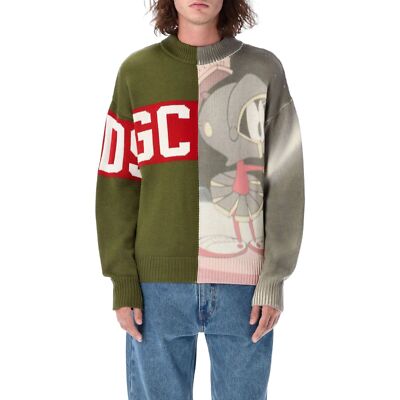 GCDS x Looney Tunes Logo Band Sweater Wool Blend Green