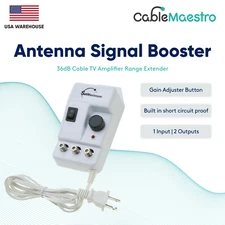 Antenna Signal Booster 36dB Cable TV Amplifier HDTV AMP Range Extender Channel