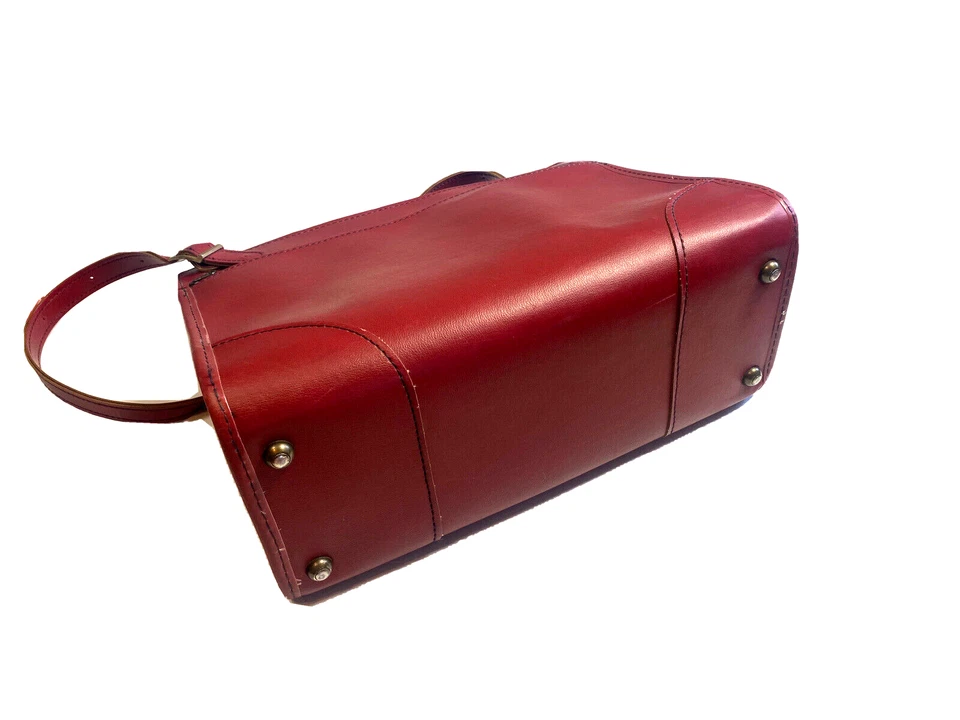 Bagagem de viagem vintage rara Hartmann forrada de couro vermelho no ombro - Imagem 3 de 4