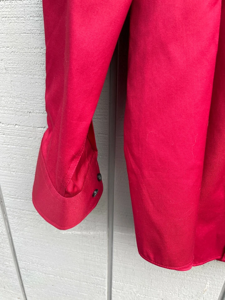 Camisa Club Room Para Hombres Rojo Botón Delantero Manga Larga Talla XL 17 1/2 34/35 Foto 3 de 4