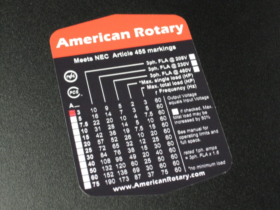 Convertidor de fase rotativo ADX5 5 HP 1 a 3 fases CNC trabajo extremo | American Rotary Foto 2 de 4