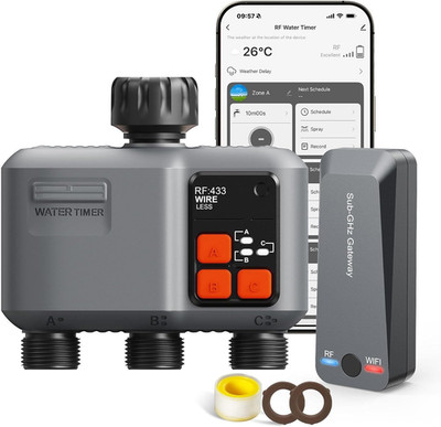 Smart Wifi Sprinkler Timer 3 Zone with Alexa & Google Control for Garden Hose