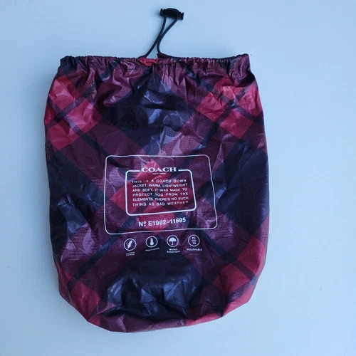 Coach Nero Rosso Giacca Imballabile Cappotto Borsa Portaoggetti 9" X 8"