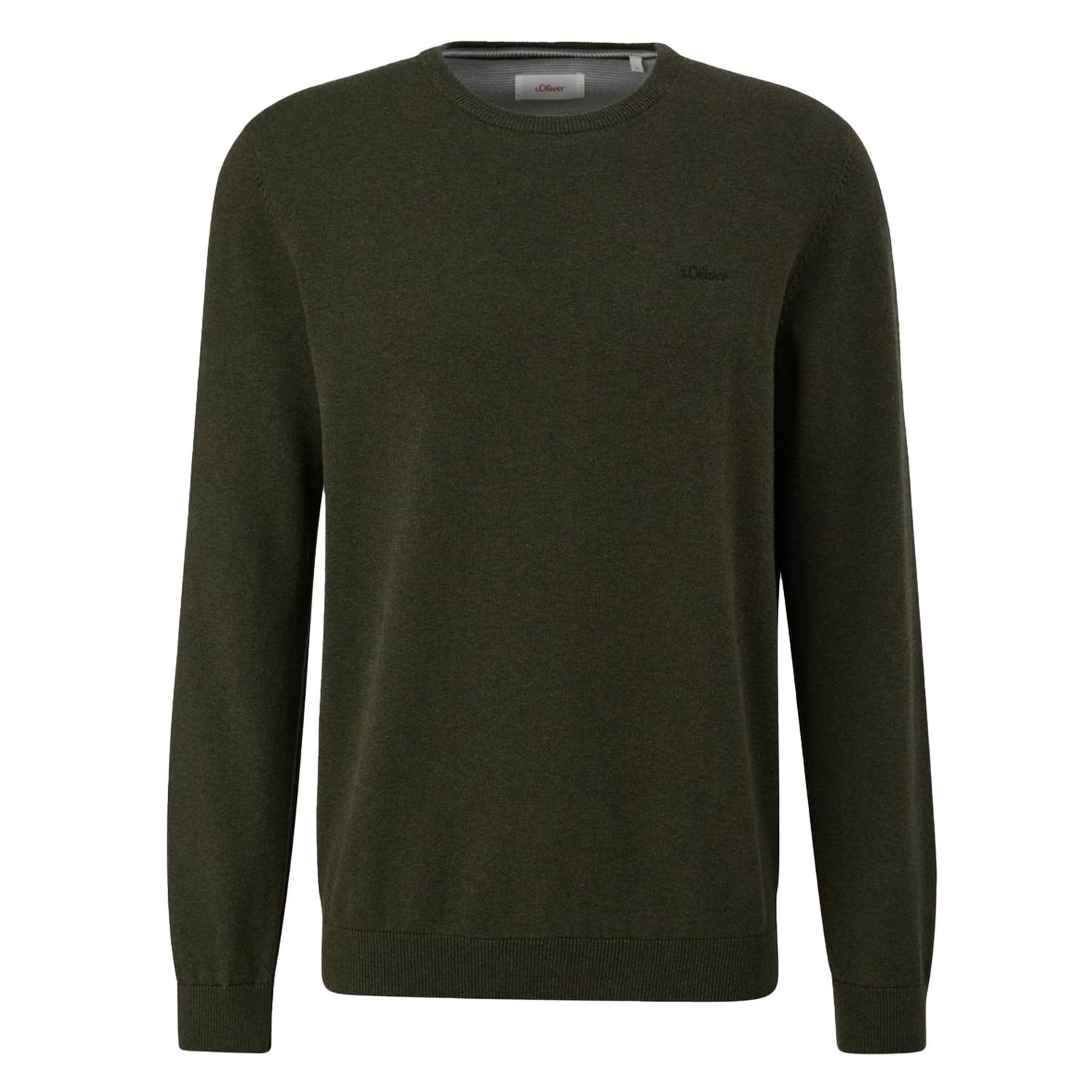 S.OLIVER Herren Pullover Rundhals Ausschnitt Crew Neck Regular Fit Bündchen Logo