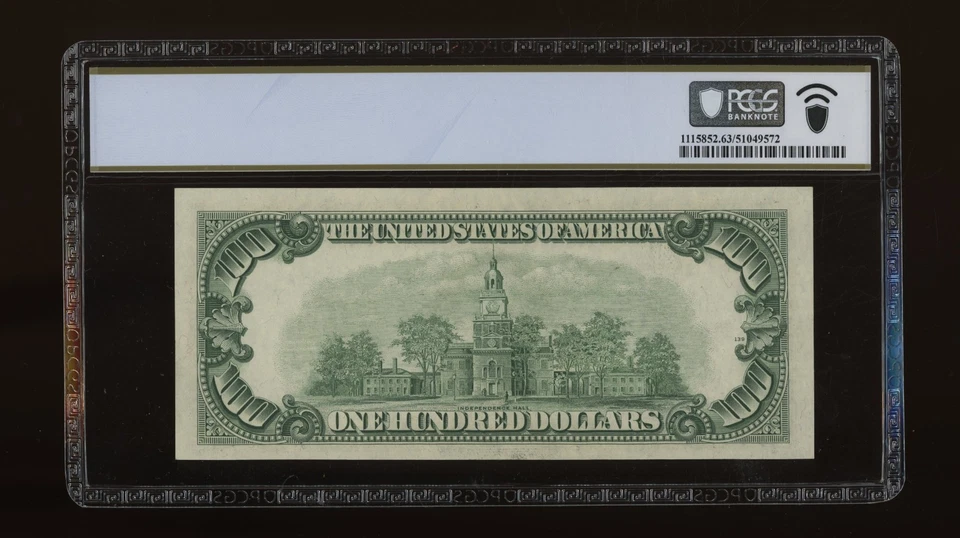 DBR 1950-D $100 FRN Chicago Fr. 2161-G PCGS-B 63 PPQ Serial G13266925A - Image 2 of 2