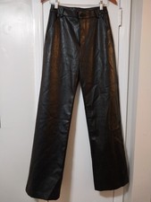 Windsor Pants Wide Leg Faux Leather High Rise Women's Size S Pocketed Black 