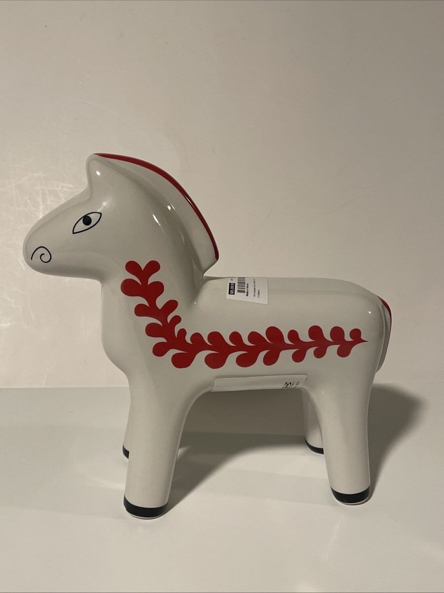 Ikea Vinterfint Swedish Nordic Dala Horse Ceramic White, Red