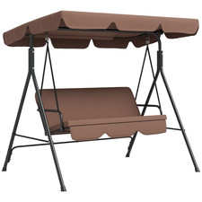 Outsunny Outdoor 3-person Porch Swing Chair with Adjustable Canopy Brown