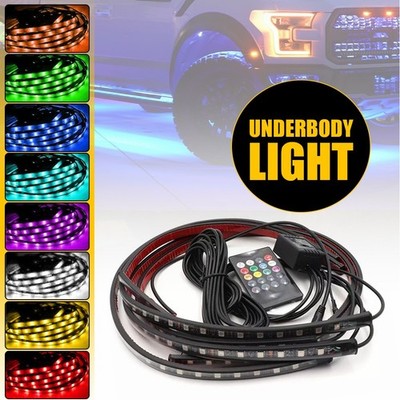 4x 12V RGB 8 Color Car LED Strip Light Wheel Tube Underglow Underbody System Set