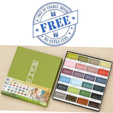 Kuretake Gansai Tambi Watercolor Paint Set 24 Colors II Non Toxic Japan, Pro Art