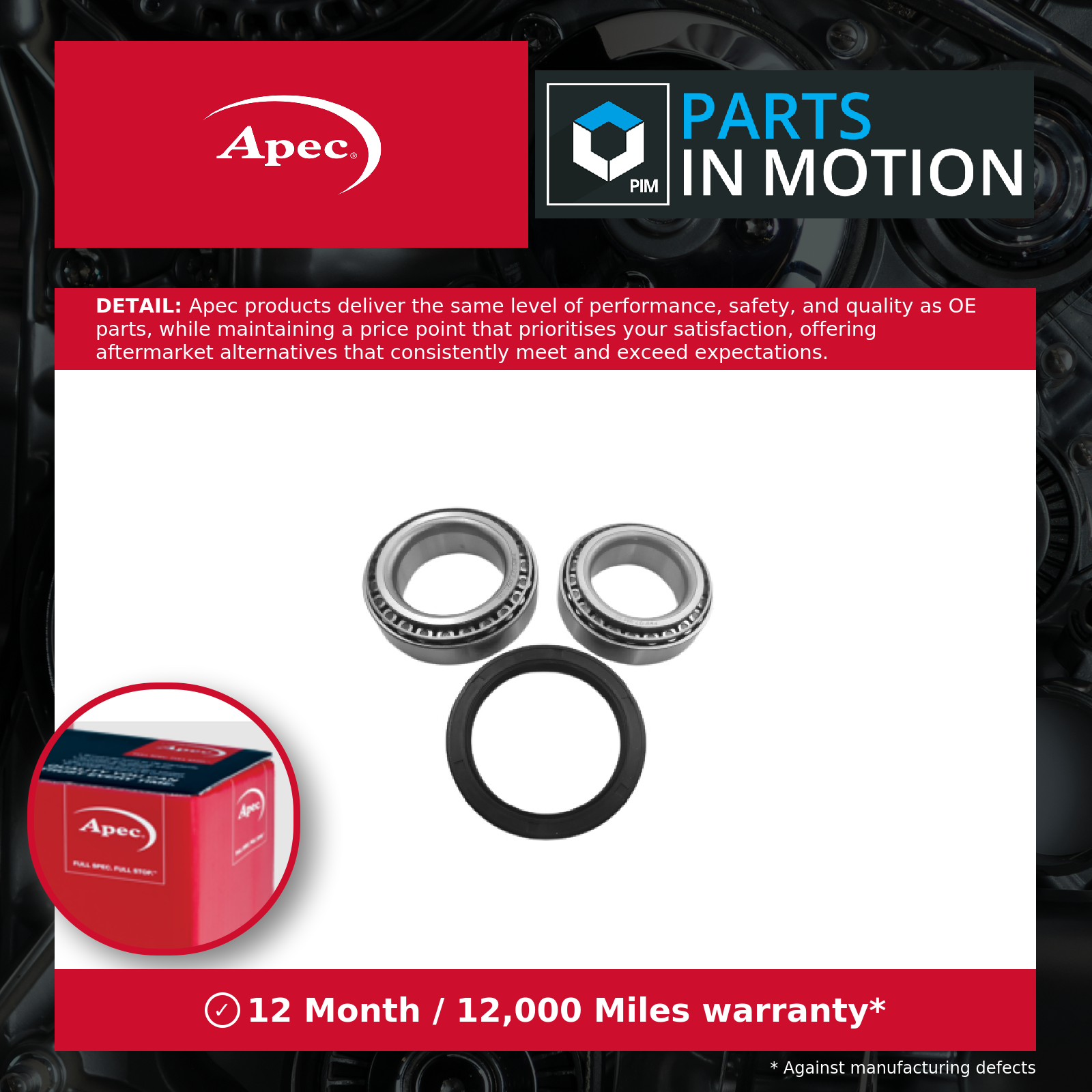 Wheel Bearing Kit fits VAUXHALL MONTEREY M92, Mk2 Front 3.2 3.5 3.0D 3.1D Apec