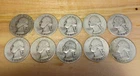 10 VINTAGE 90% SILVER WASHINGTON QUARTERS BULK LOT (1939 – 1948)            1314