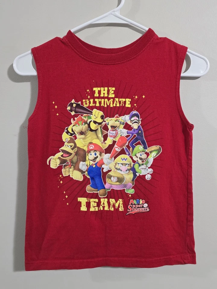 Camiseta sin mangas de béisbol Y2K Mario Super Sluggers Super Mario Bros etiqueta de corte juvenil 6/7 Foto 2 de 4