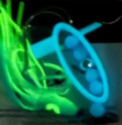 NEW SALMON FISHING SPINNERS 2 GLOW BLUE HALO HOOCHIE LURES NOTHING ELSE LIKE EM