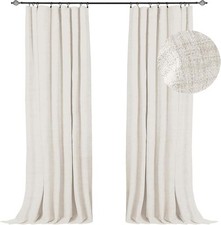 100 Blackout Shield Linen Blackout Curtains 84 Inches Long 2 Panels Set, Clip