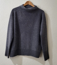 New Vince Boiled Cashmere Funnel Neck Sweater In Gray. Size S