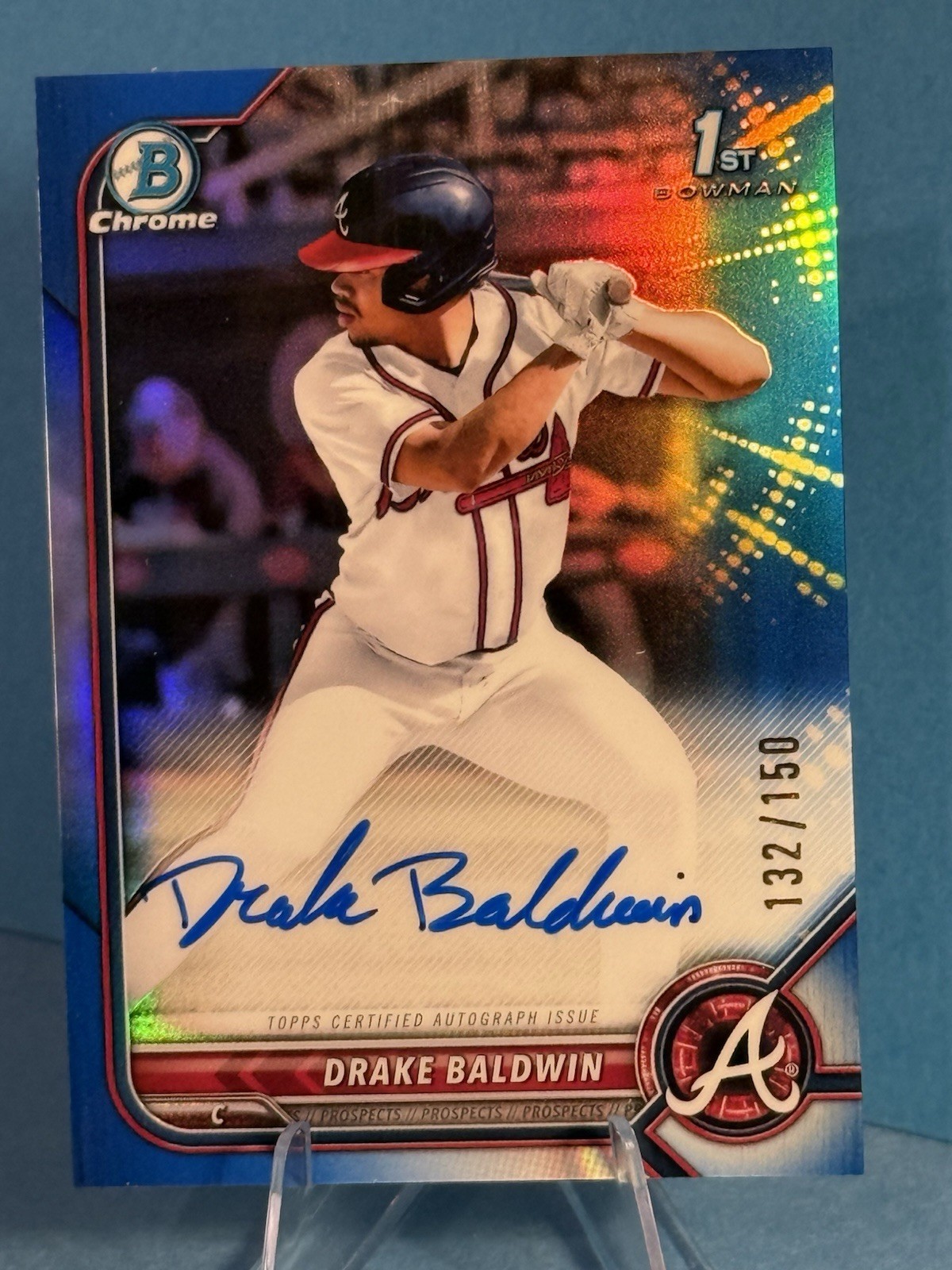 DRAKE BALDWIN 2022 BOWMAN CHROME 1ST PROSPECT BLUE REFRACTOR AUTO #132/150